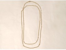 Large double 18K solid gold long necklace twisted chain 37.84gr 189cm twentieth
