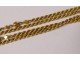 Large double 18K solid gold long necklace twisted chain 37.84gr 189cm twentieth