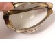 Porcelain speckled shell snuff box, solid silver frame, 19th century