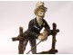 Small Vienna bronze sculpture character Dandy cane field races nineteenth