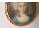 18K solid gold brooch miniature mother-of-pearl portrait young woman eighteenth