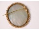 18K solid gold brooch miniature mother-of-pearl portrait young woman eighteenth