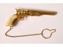 18K solid gold jewel tie clip twentieth prescription revolver pistol