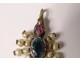18th century sterling silver jewel pendant with cabochon beads