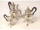 Coffee service 3PC solid silver jug Vieillard Courtois 1714gr XIXth