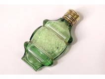Silver vermeillé salt flask cut crystal green color XIXth century