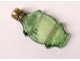 Silver vermeillé salt flask cut crystal green color XIXth century