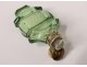 Silver vermeillé salt flask cut crystal green color XIXth century