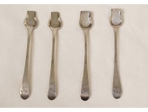 4 salt scoops in sterling silver hallmark Coq Minerva monogram 41gr nineteenth