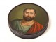 Round box lacquered wood portrait of an antique man Aristide Napoleon III XIXth