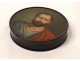 Round box lacquered wood portrait of an antique man Aristide Napoleon III XIXth