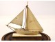 Small miniature model carved ivory Dieppe boat sailboat globe nineteenth