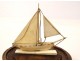 Small miniature model carved ivory Dieppe boat sailboat globe nineteenth