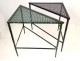 2 triangular coffee tables Mathieu Matégot perforated metal painted twentieth