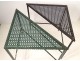 2 triangular coffee tables Mathieu Matégot perforated metal painted twentieth