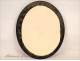 Work reliquary Hair Oval Frame blackened wood NAPIII 19th