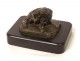 19th century bronze dog paperweight sculpture black marble cushion