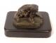 19th century bronze dog paperweight sculpture black marble cushion