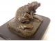19th century bronze dog paperweight sculpture black marble cushion