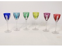 6 glasses white wine porto crystal Saint-Louis color Art Deco twentieth century