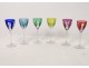 6 glasses white wine porto crystal Saint-Louis color Art Deco twentieth century