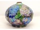 Limoges enamel ball vase Camille Fauré flowers hydrangeas twentieth century