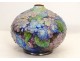 Limoges enamel ball vase Camille Fauré flowers hydrangeas twentieth century