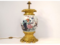 Chinese porcelain vase lamp branches flowers cherry trees Kangxi eighteenth