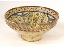 Polychrome ceramic Mokhfia cut dish Tortoise Tronja Fez Morocco XIXth