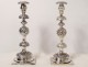 Pair of sterling silver candlesticks Poland Warsaw Szmul Szkarlat 742gr XIXth