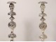 Pair of sterling silver candlesticks Poland Warsaw Szmul Szkarlat 742gr XIXth