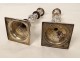 Pair of sterling silver candlesticks Poland Warsaw Szmul Szkarlat 742gr XIXth