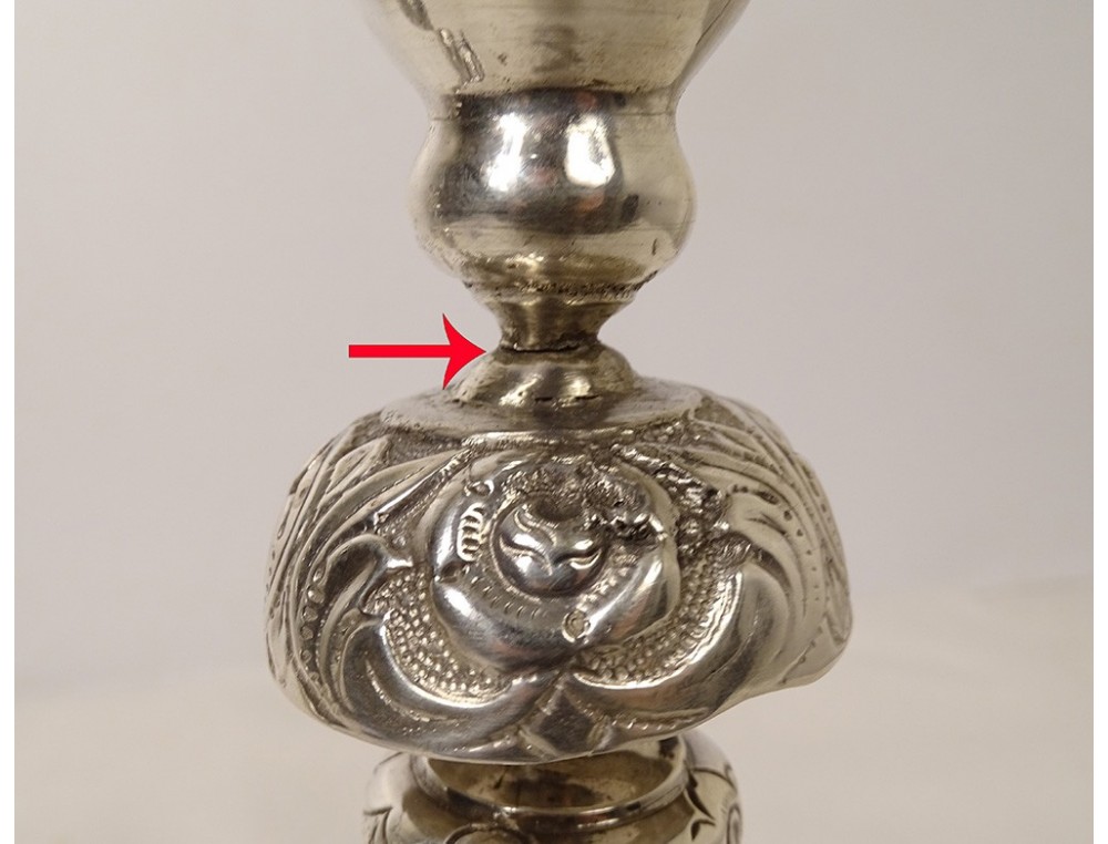 Pair of sterling silver candlesticks Poland Warsaw Szmul Szkarlat 742gr