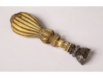 Seal stamped handle carved solid silver monogram XIXth century