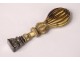 Seal stamped handle carved solid silver monogram XIXth century