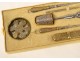 Sewing kit silver vermeillé box gilded leather iron nineteenth century