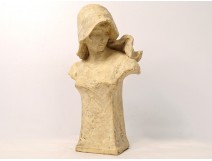Terracotta sculpture bust woman Austria taste Goldscheider Cherc nineteenth