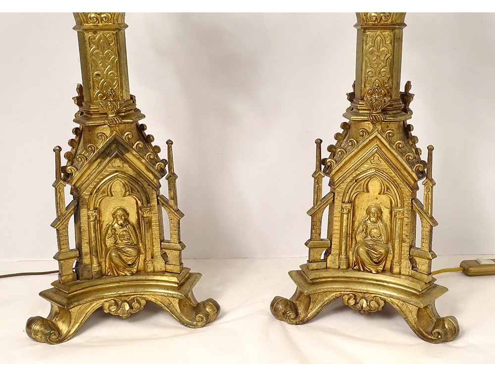 Pair of Bronze Neo-gothic Candlesticks -  Canada