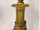 Pair of gilded bronze neo-gothic candle spike lamps Christ the Virgin XIXth