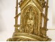 Pair of gilded bronze neo-gothic candle spike lamps Christ the Virgin XIXth