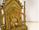 Pair of gilded bronze neo-gothic candle spike lamps Christ the Virgin XIXth