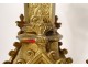 Pair of gilded bronze neo-gothic candle spike lamps Christ the Virgin XIXth