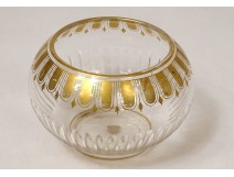 Small decorative ball vase cut crystal signed Baccarat nineteenth gilding