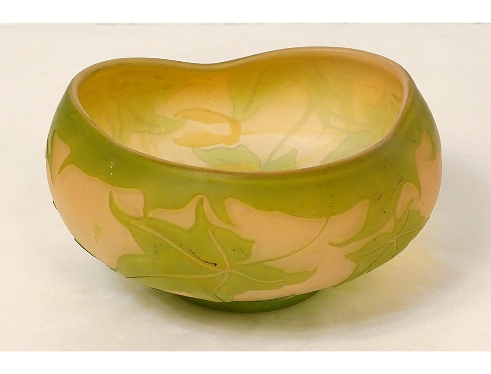 Emile Gallé glass paste vase cut Art Nouveau ivy leaves late 19th century