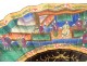 Fan gouache lacquered wood Chinese characters mandarins gardens XIXth