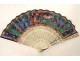 Fan gouache Chinese characters mandarins pagoda garden box XIXth