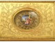 Miniature oval reliquary frame Saint-Paul stuccoed wood gilded paperolle XIXth