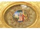 Miniature oval reliquary frame Saint-Paul stuccoed wood gilded paperolle XIXth