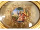 Miniature oval reliquary frame Saint-Paul stuccoed wood gilded paperolle XIXth