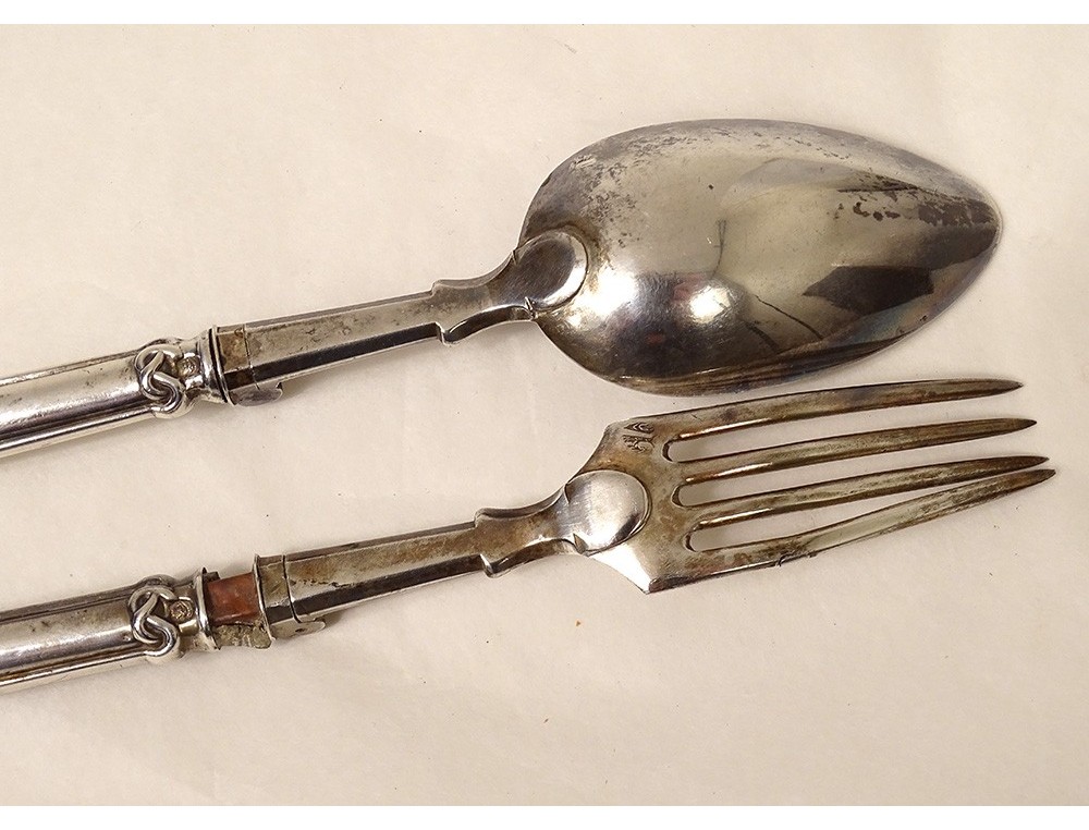 Ancienne Fourchette Pliante à Manche Ivoirine – Pique-nique Voyage – Collection